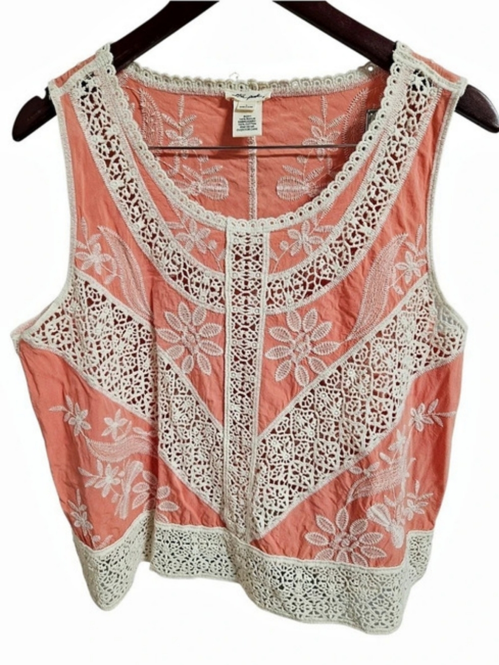 Ultra Pink Embroidered Lace Panel Tank Top – EUC
